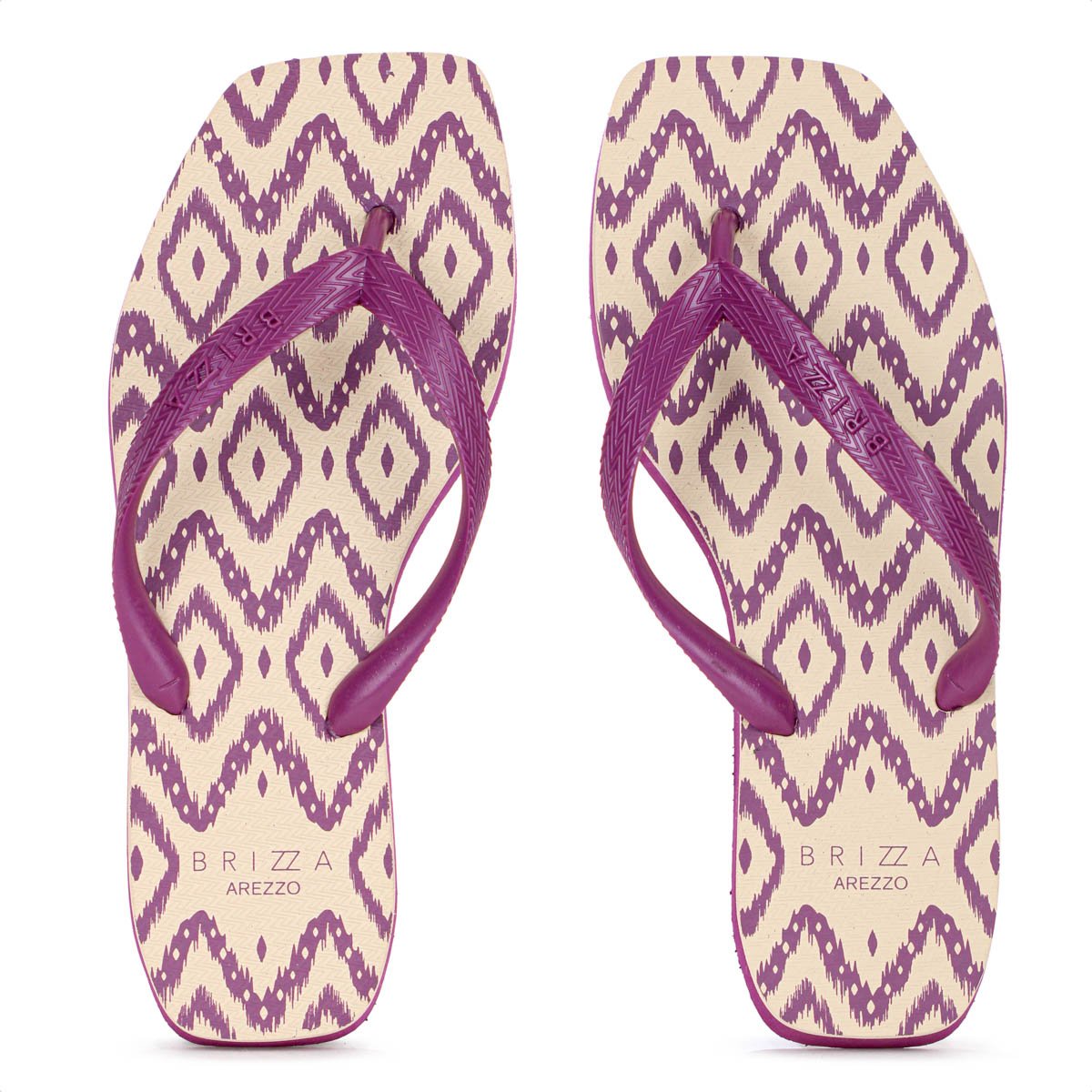 Chinelo Brizza Arezzo Bico Quadrado Ikat Rosa e Bege - Feminino