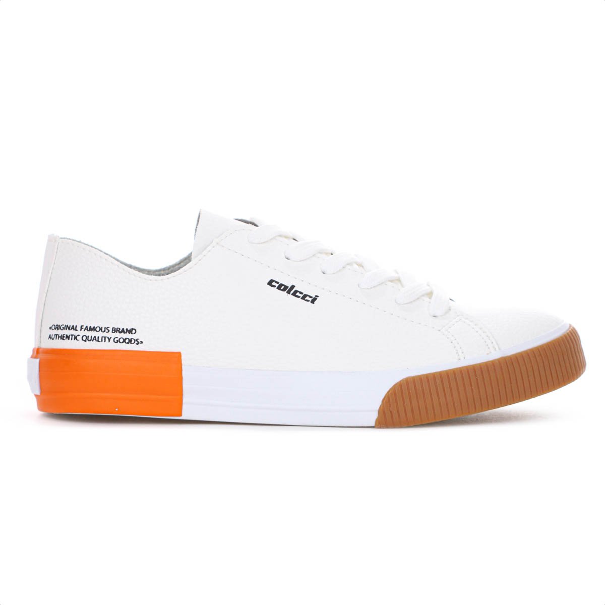 Tenis Colcci CF Simple Off White Laranja e Marrom - Feminino