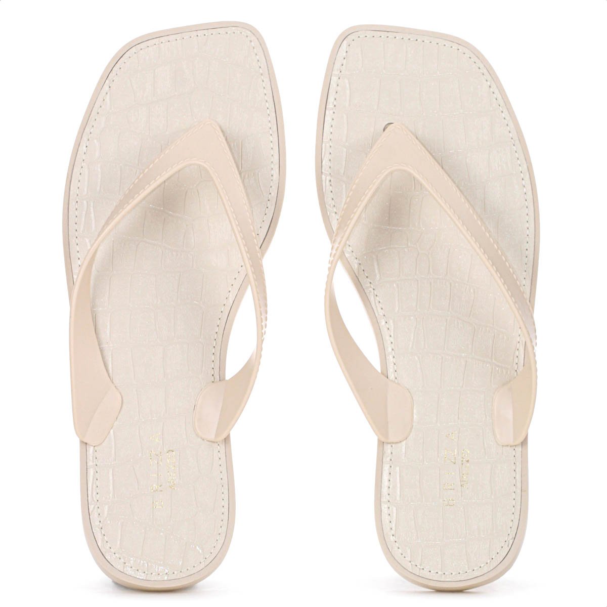 Chinelo Brizza Arezzo Croco Rivieira Square Bege - Feminino
