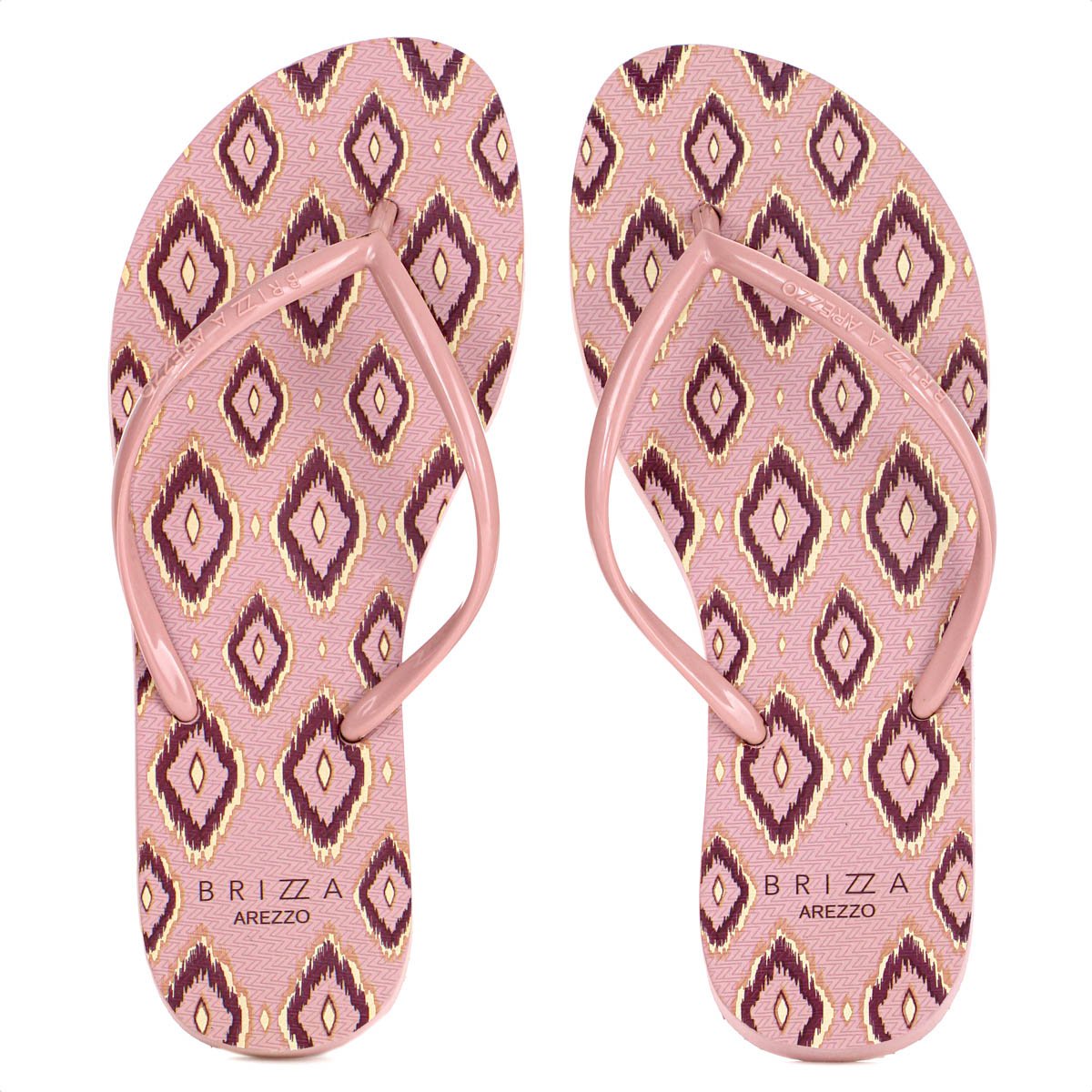 Chinelo Brizza Arezzo Tira Slim Ikat Rosa - Feminino