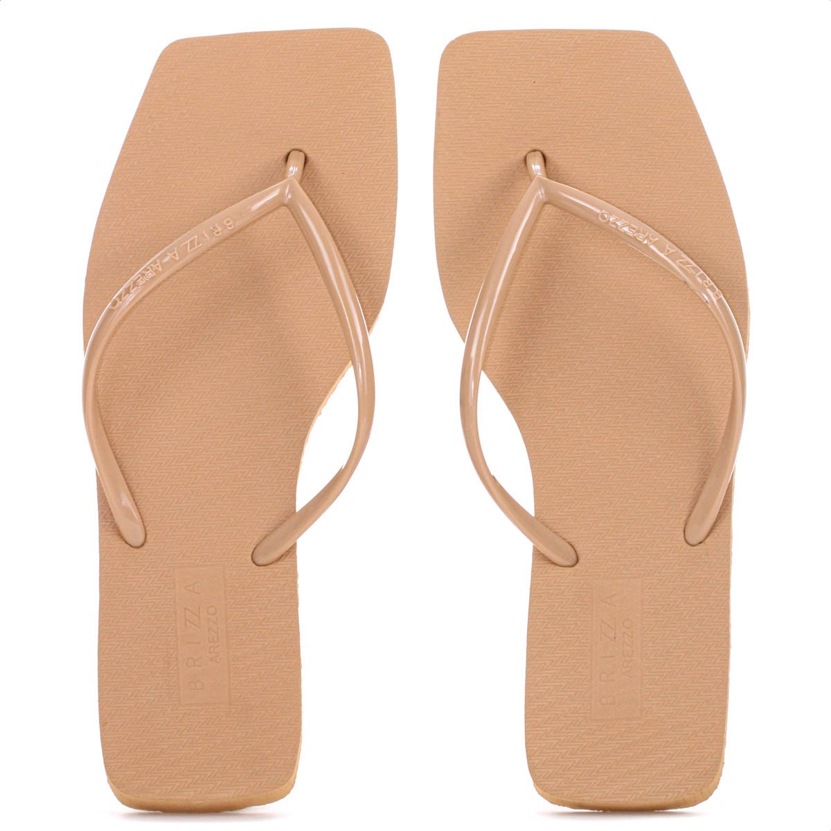 Chinelo Brizza Arezzo Bico Quadrado Flat Tira Slim Nude - Feminino