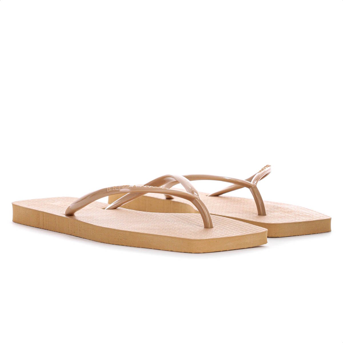 Chinelo Brizza Arezzo Bico Quadrado Flat Tira Slim Nude - Feminino Bege 2