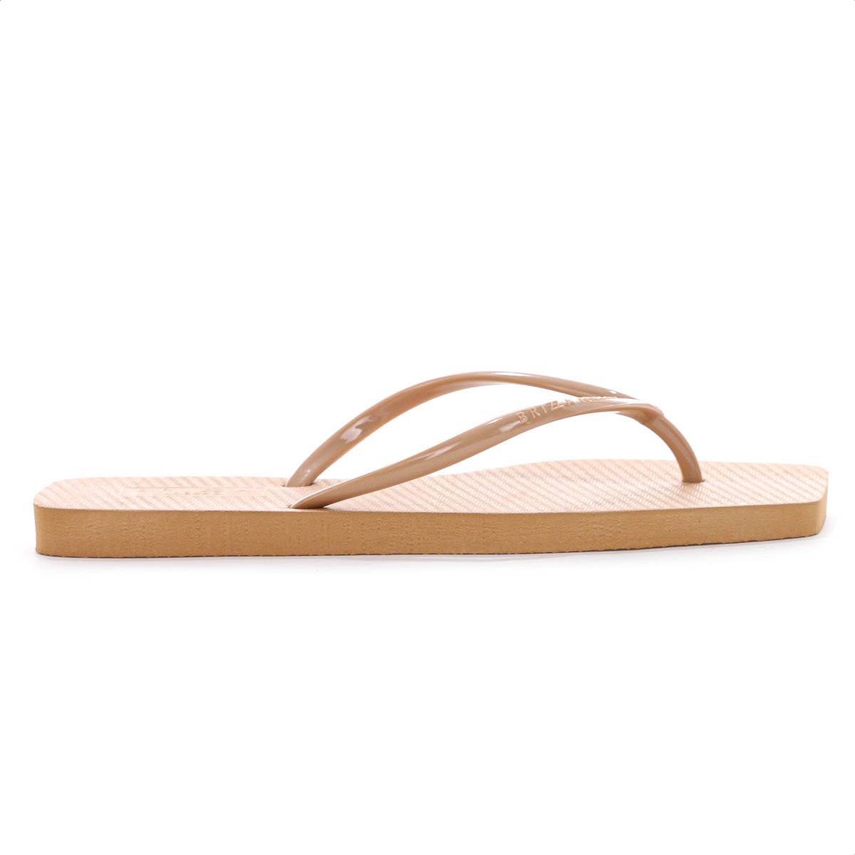 Chinelo Brizza Arezzo Bico Quadrado Flat Tira Slim Nude - Feminino Bege 4