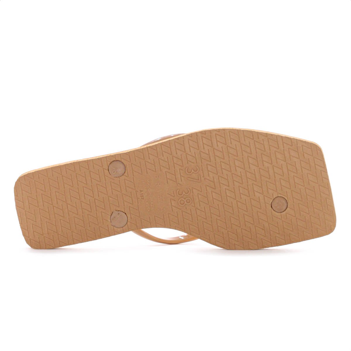 Chinelo Brizza Arezzo Bico Quadrado Flat Tira Slim Nude - Feminino Bege 6