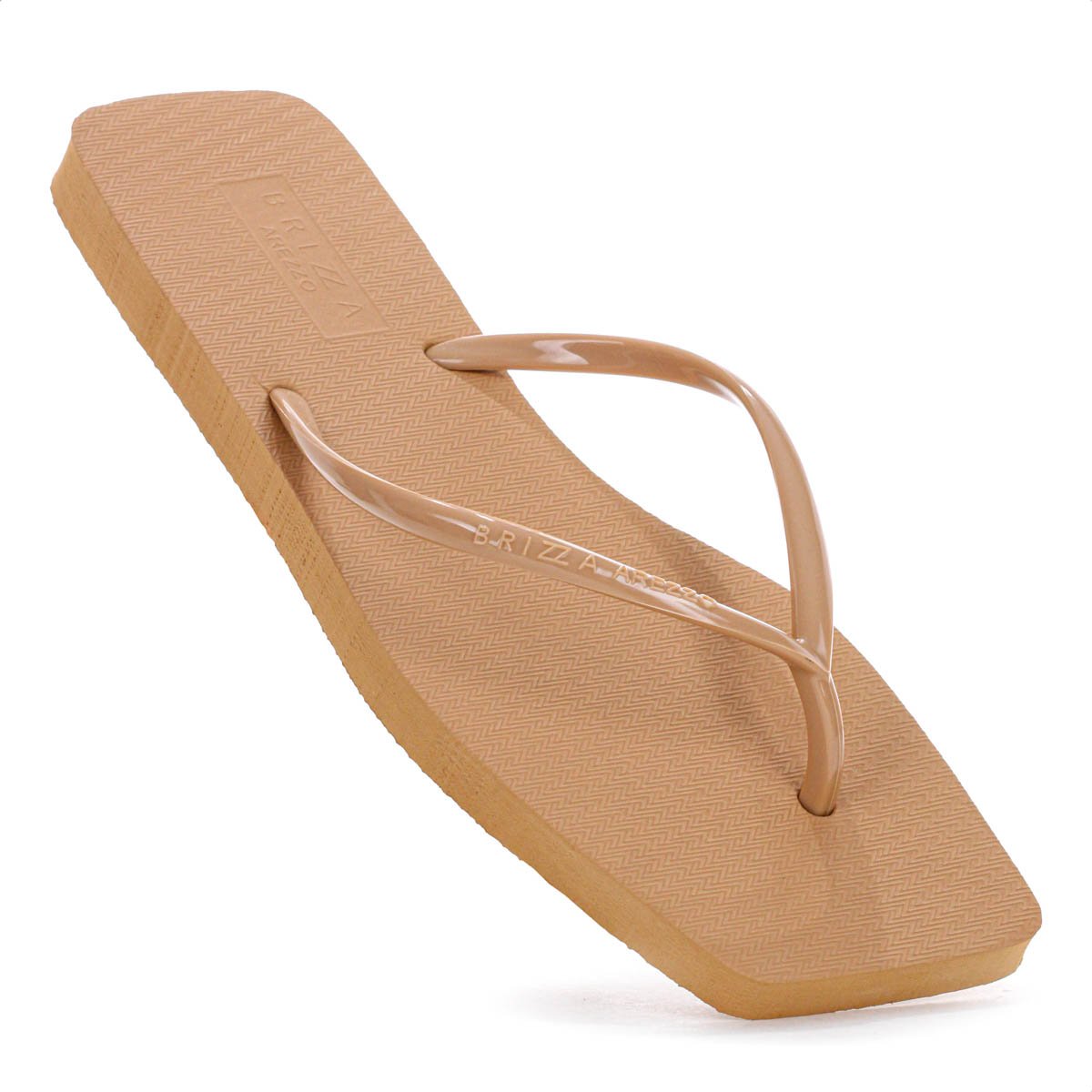 Chinelo Brizza Arezzo Bico Quadrado Flat Tira Slim Nude - Feminino Bege 7