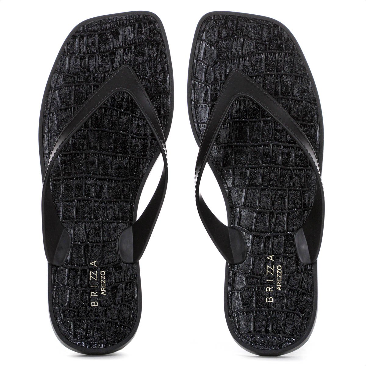 Chinelo Brizza Arezzo Croco Rivieira Square Preto - Feminino