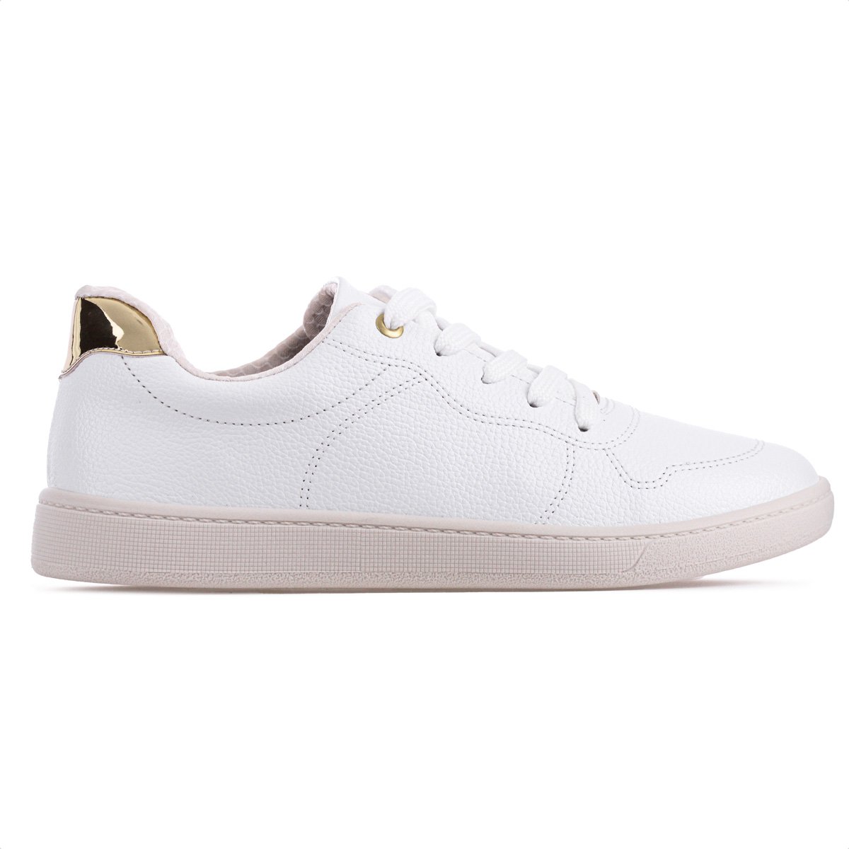 Tenis Beira Rio Glamour 4313101 Branco e Dourado - Feminino Branco 7