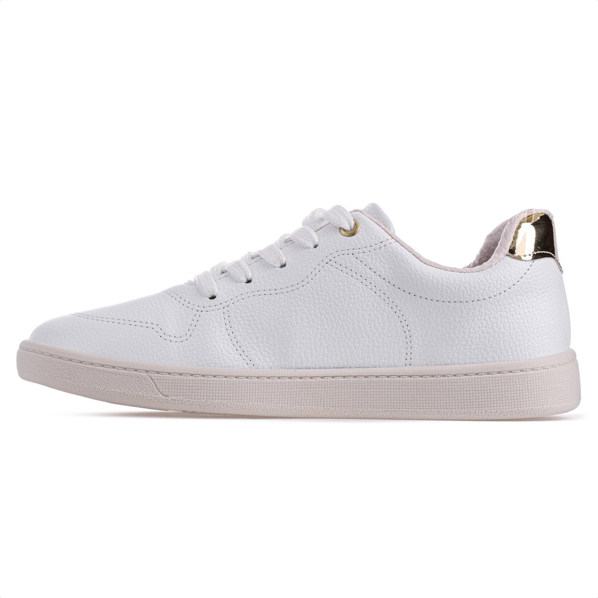 Tenis Beira Rio Glamour 4313101 Branco e Dourado - Feminino Branco 8