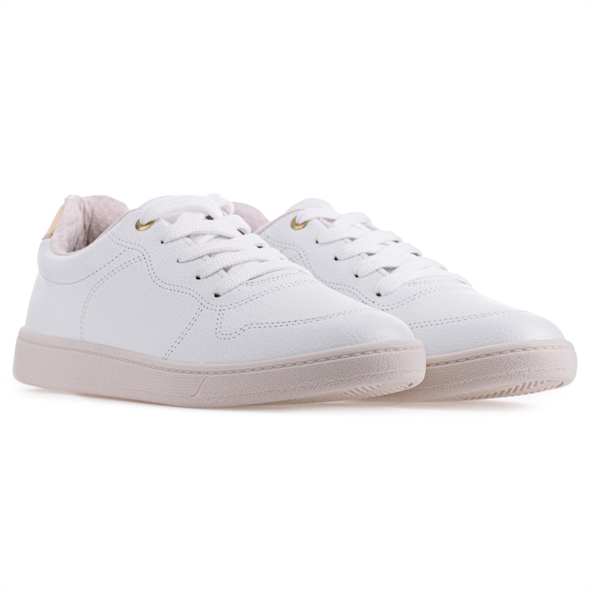 Tenis Beira Rio Glamour 4313101 Branco e Dourado - Feminino