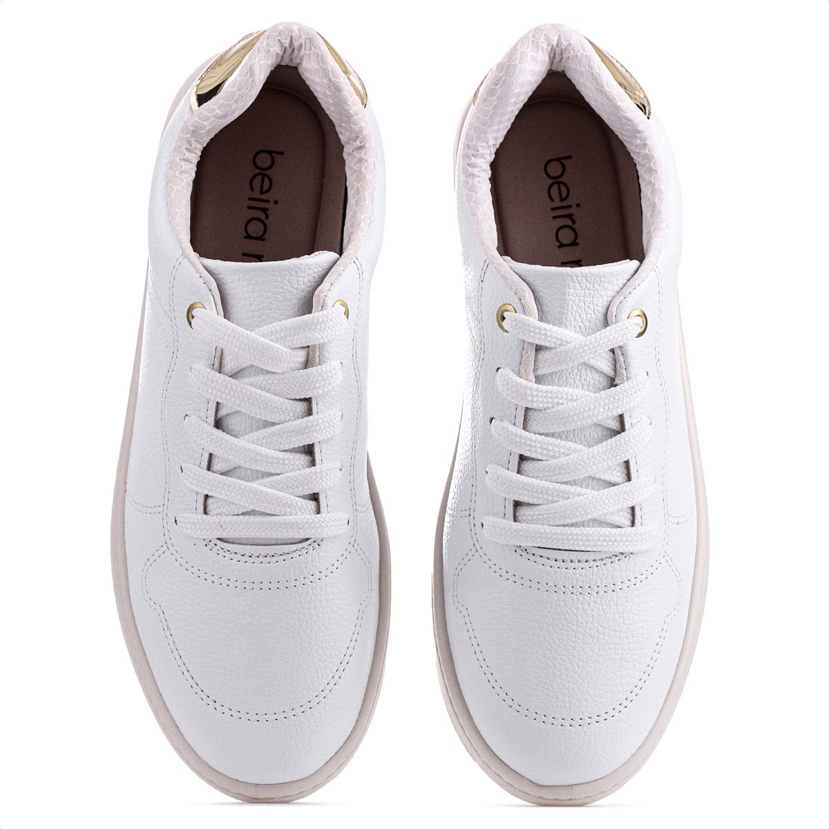 Tenis Beira Rio Glamour 4313101 Branco e Dourado - Feminino Branco 3