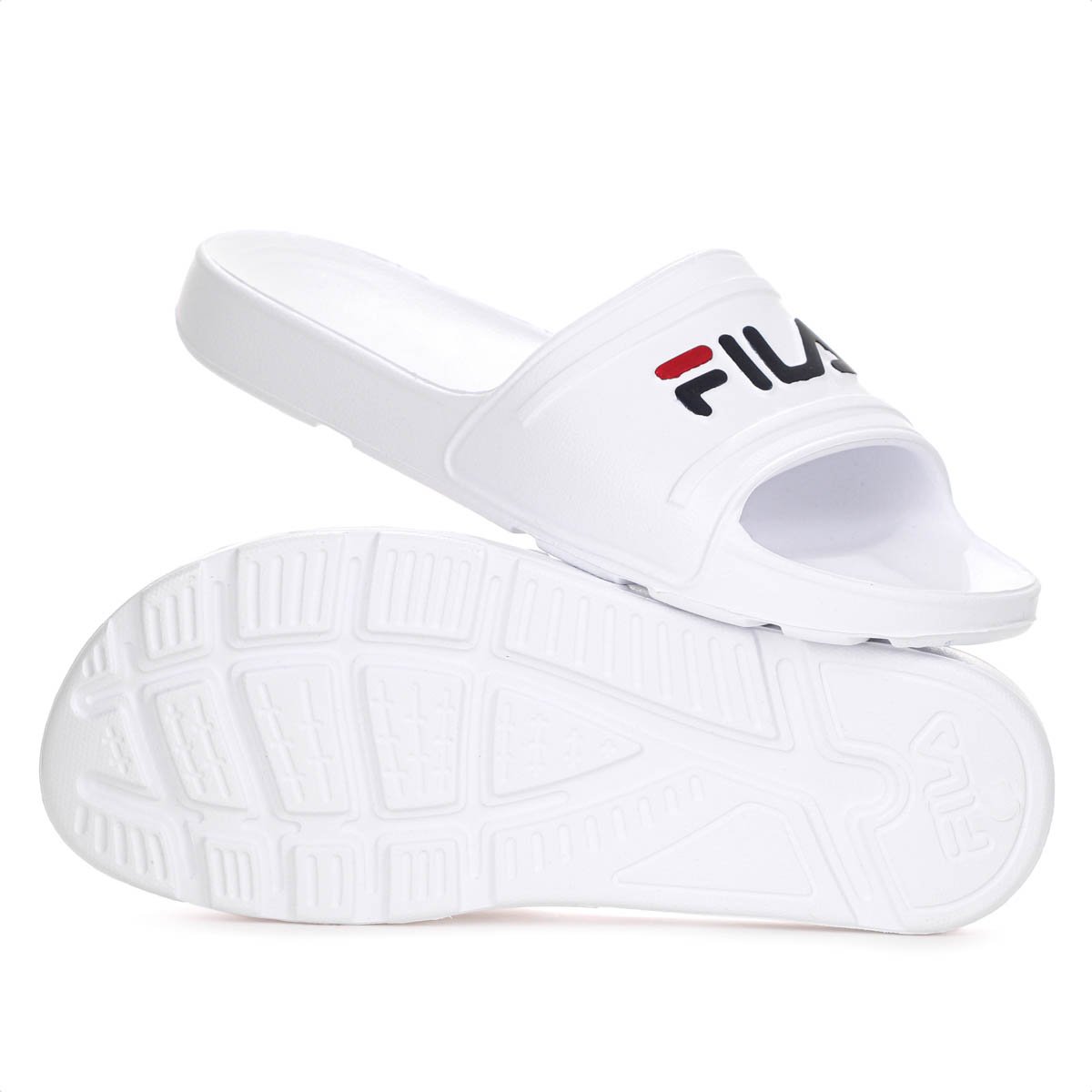 Chinelo Fila Sleek Slide Branco Azul Marinho e Vermelho - Feminino Branco 10