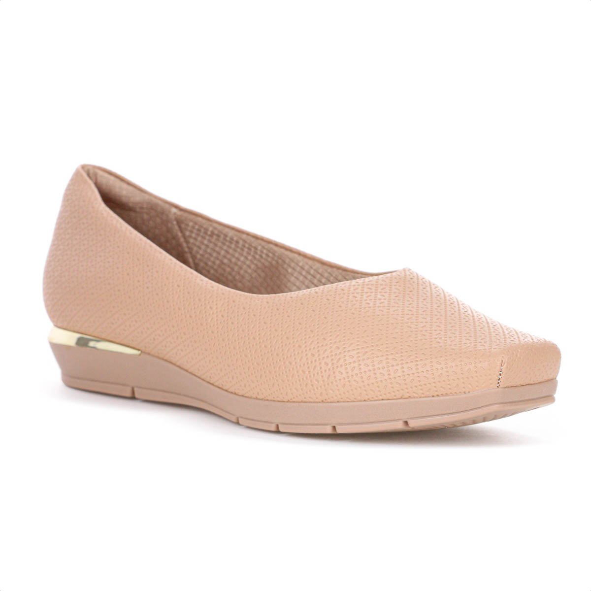 Sapatilha Piccadilly Maxi Salto Baixo Fernanda Bege - Feminino