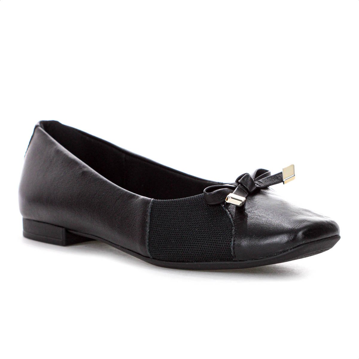 Sapatilha Usaflex Couro Lisa Preto - Feminino