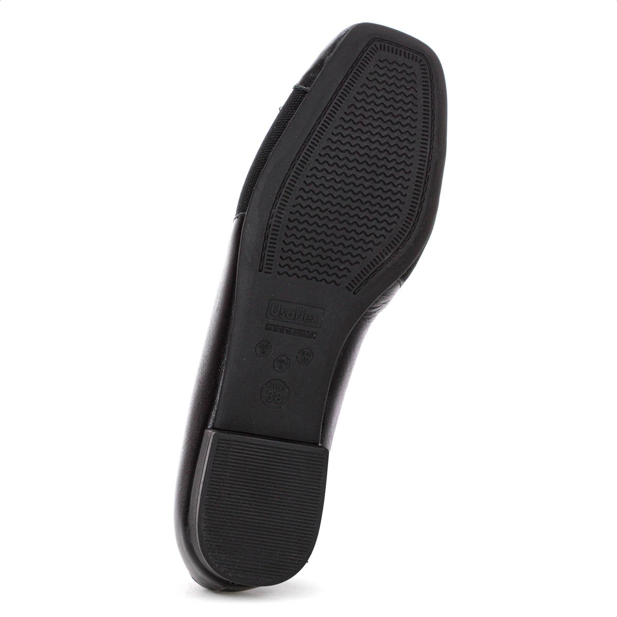 Sapatilha Usaflex Couro Lisa Preto - Feminino Preto 6