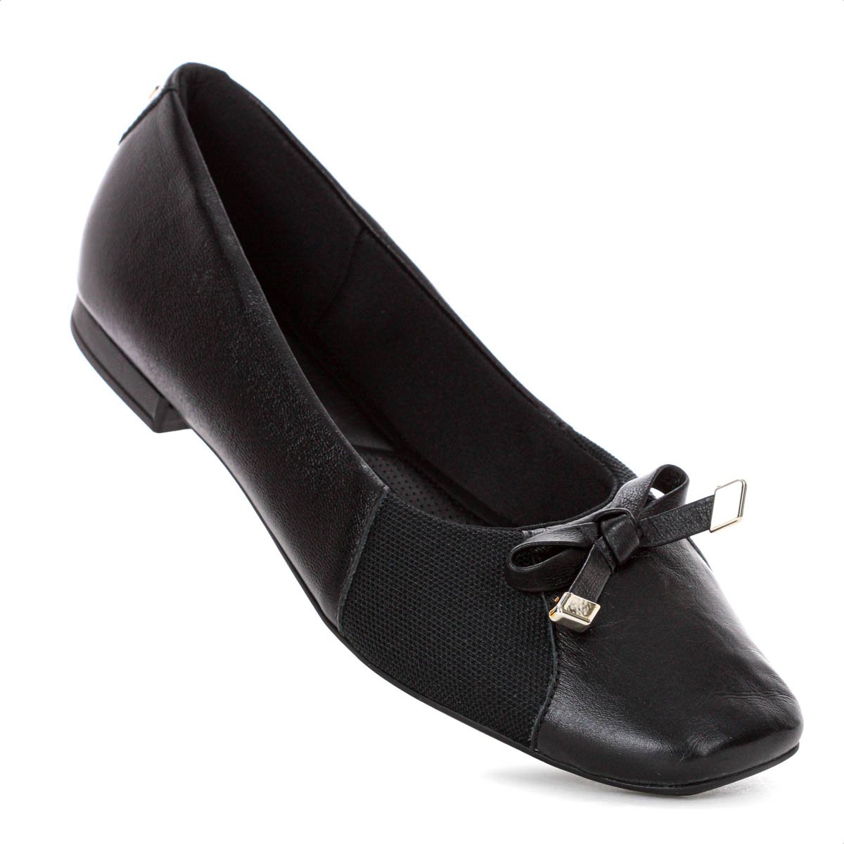 Sapatilha Usaflex Couro Lisa Preto - Feminino Preto 7