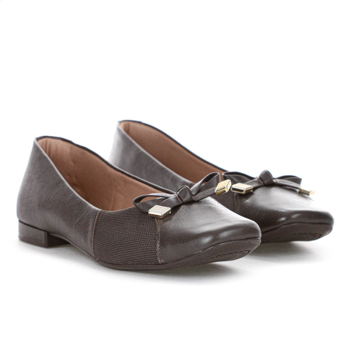 Sapatilha Usaflex Couro Lisa Marrom - Feminino Marrom 4