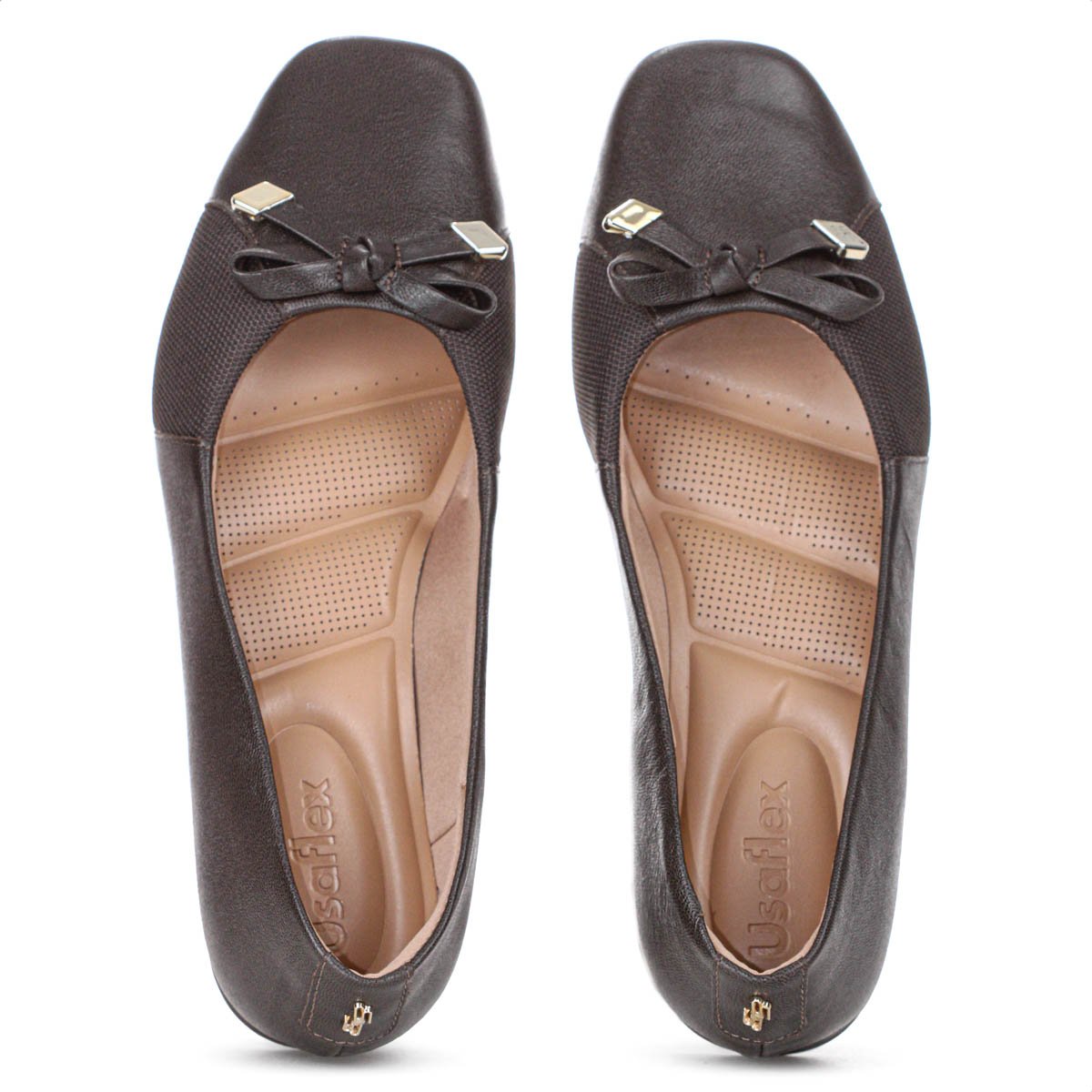 Sapatilha Usaflex Couro Lisa Marrom - Feminino Marrom 5