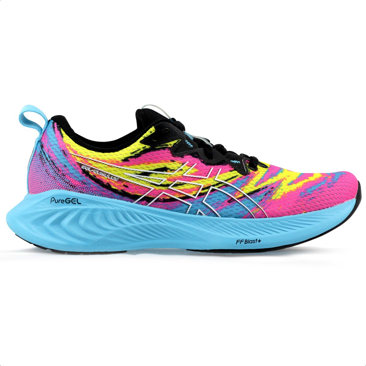 Tenis Asics Gel Cumulus 25 Color Injection Rosa Azul e Amarelo - Masculino