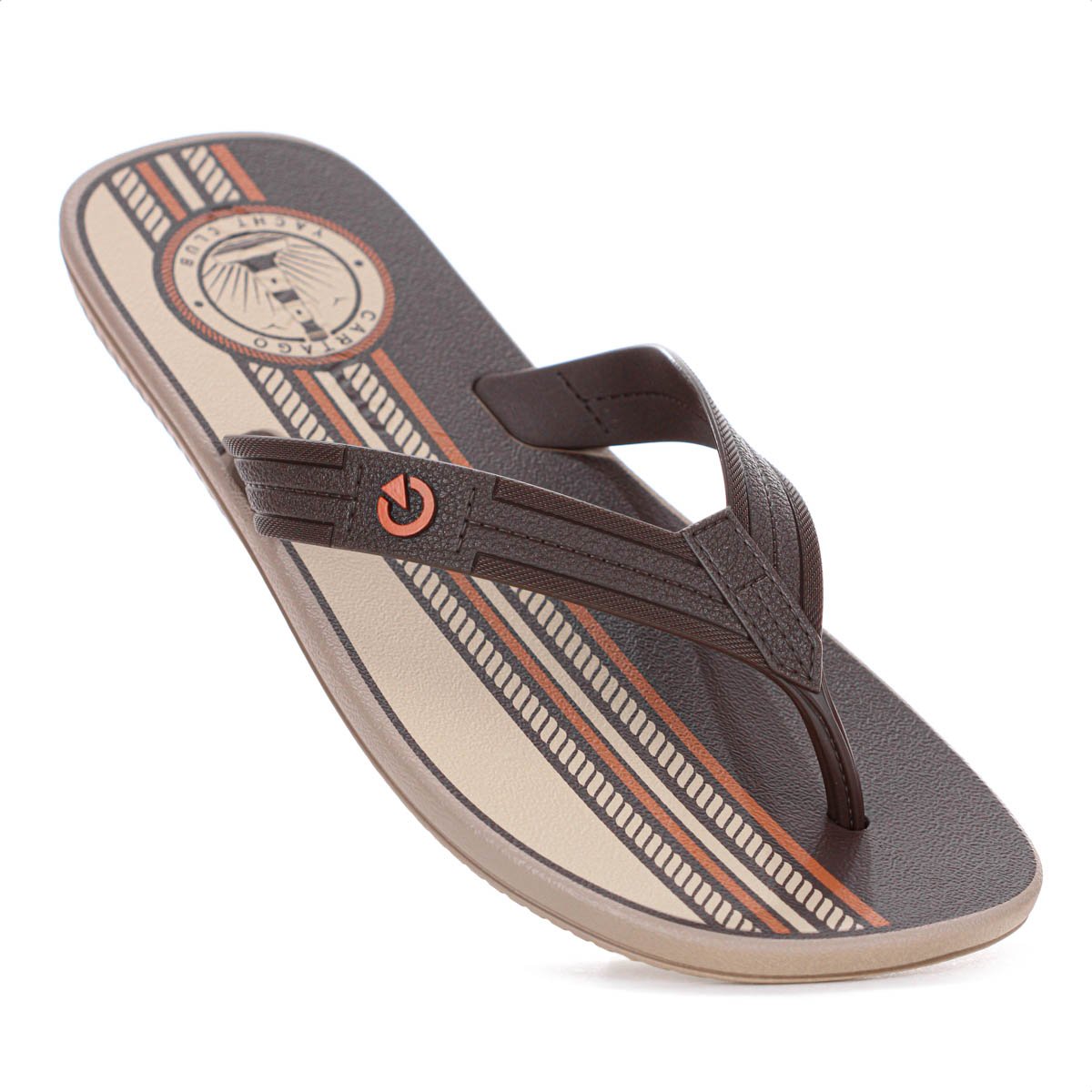 Chinelo Cartago Atlanta II Marrom Bege e Laranja - Masculino Marrom 7