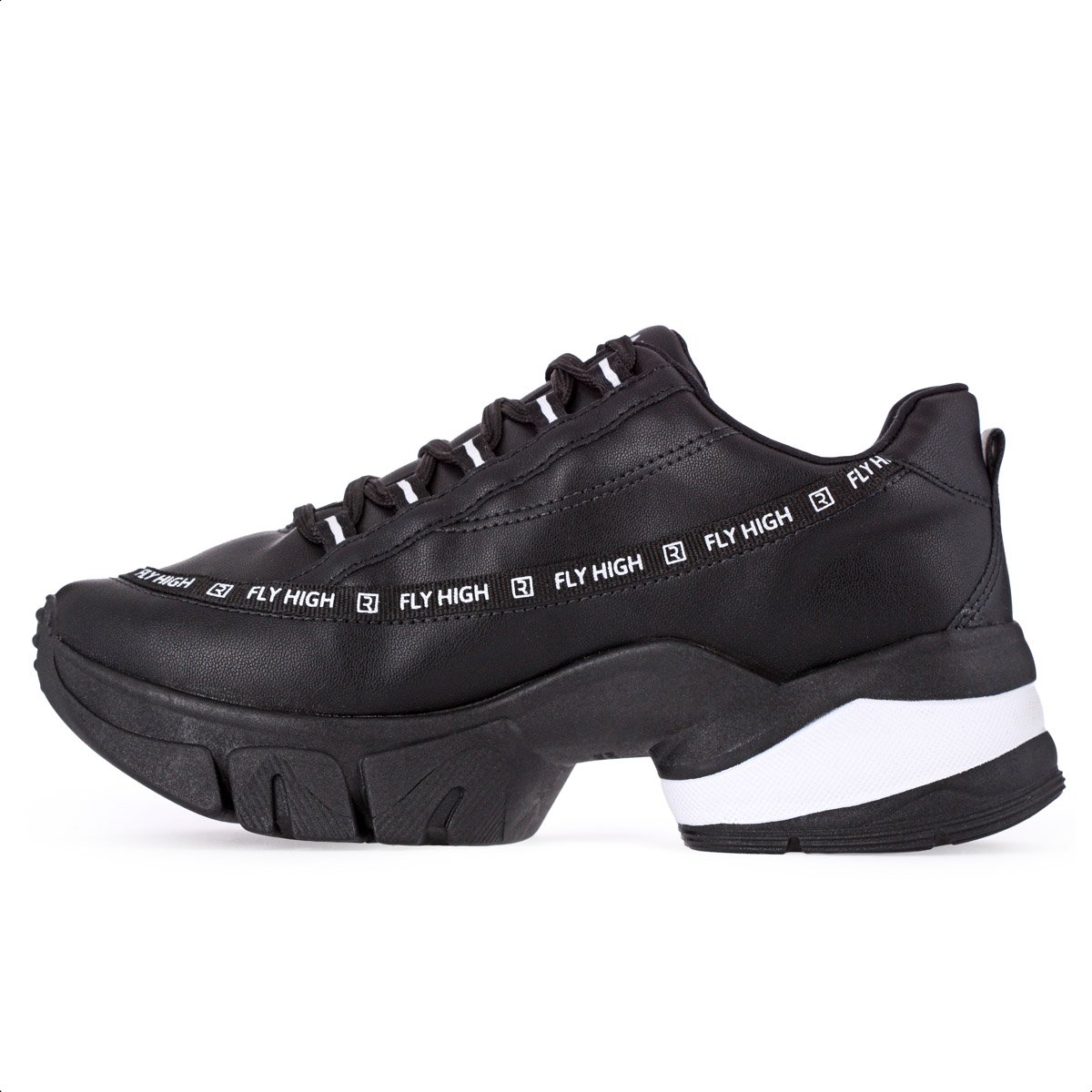 Tenis Ramarim Plataforma 2380104 Preto e Branco - Feminino Preto 3