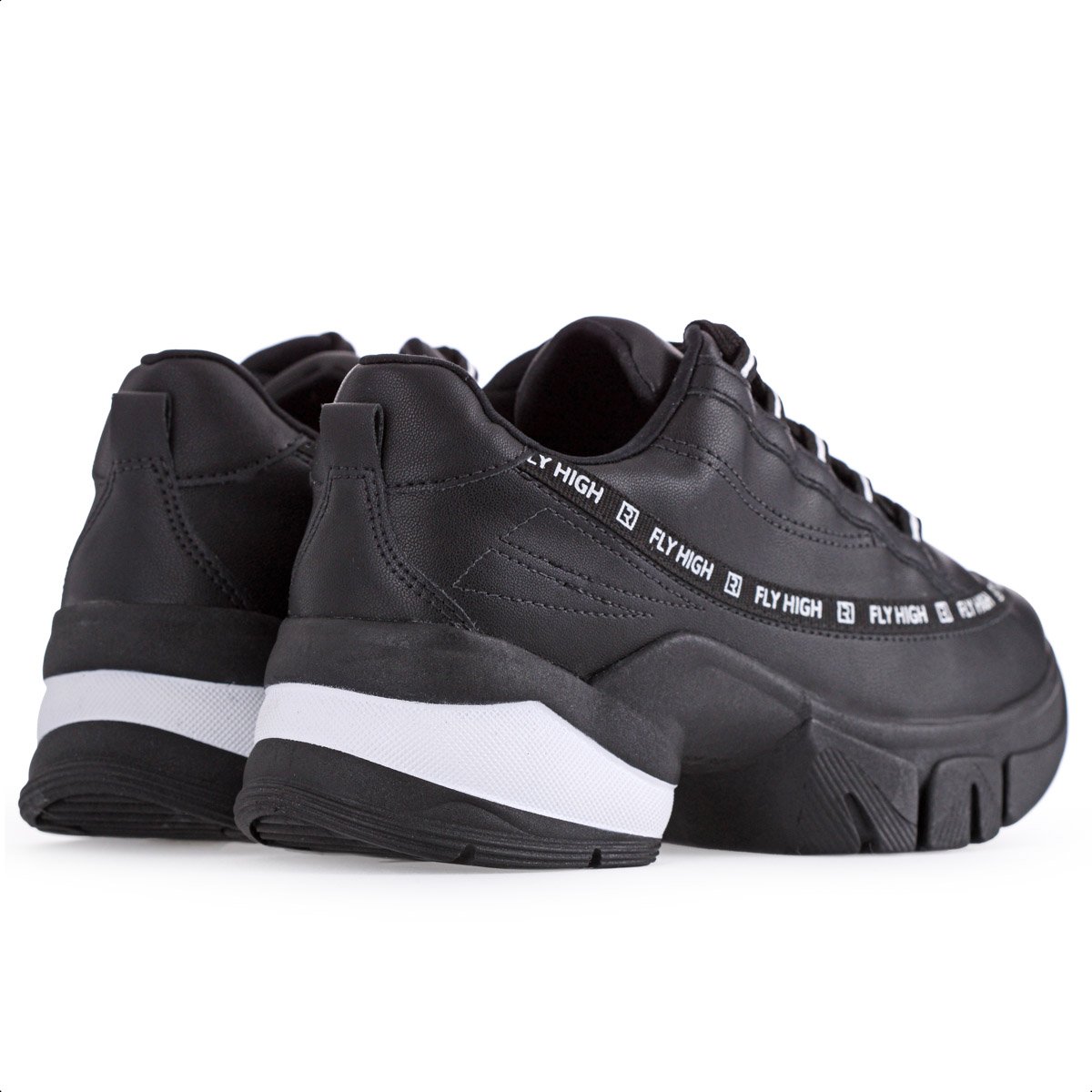 Tenis Ramarim Plataforma 2380104 Preto e Branco - Feminino Preto 5