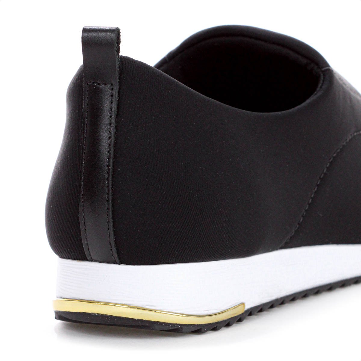 Tenis Usaflex Slip On Elastano Detalhe Costura Preto - Feminino Preto 5