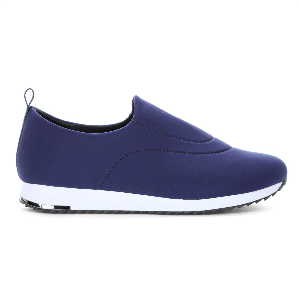 Tenis Usaflex Slip On Elastano Detalhe Costura  Azul Escuro - Feminino