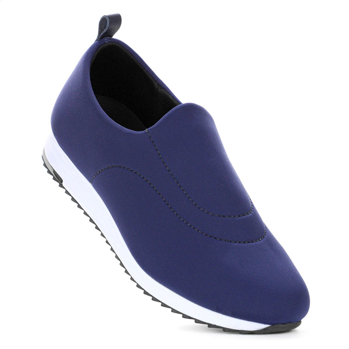 Tenis Usaflex Slip On Elastano Detalhe Costura  Azul Escuro - Feminino Azul 3