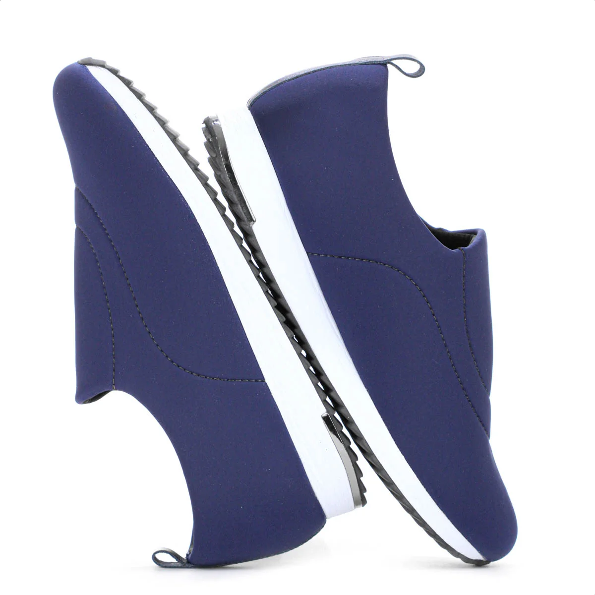 Tenis Usaflex Slip On Elastano Detalhe Costura  Azul Escuro - Feminino Azul 10