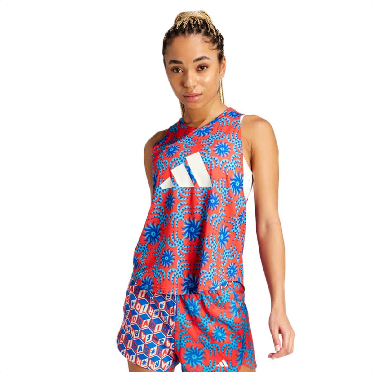 Regata Adidas Farm TRN Tank Vermelho e Azul - Feminino