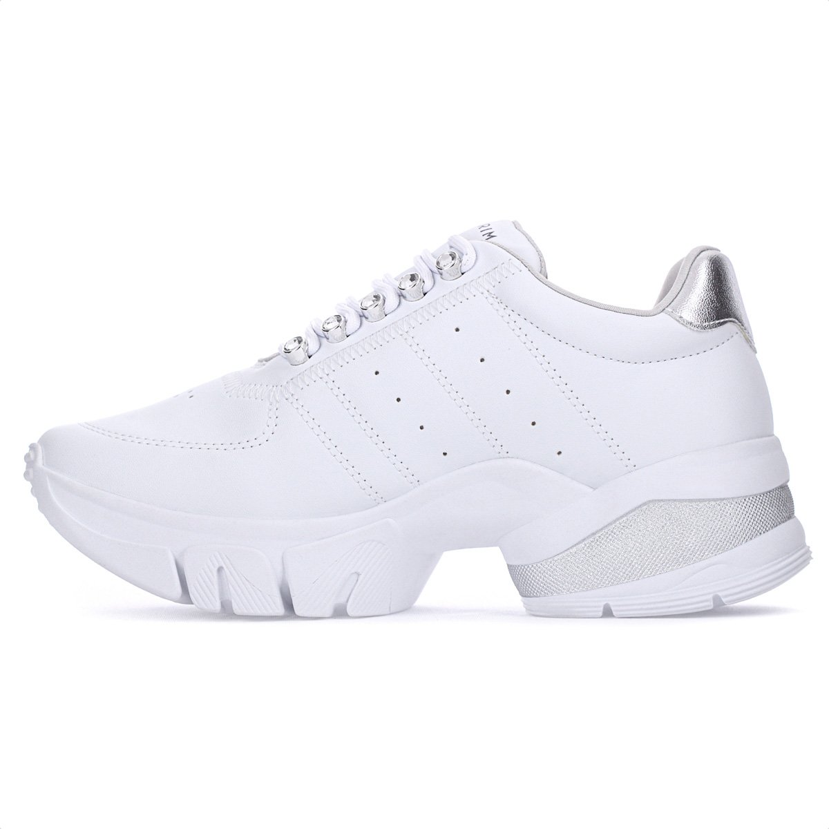 Tenis Ramarim Plataforma VZ Plus Branco e Prata - Feminino Branco 2