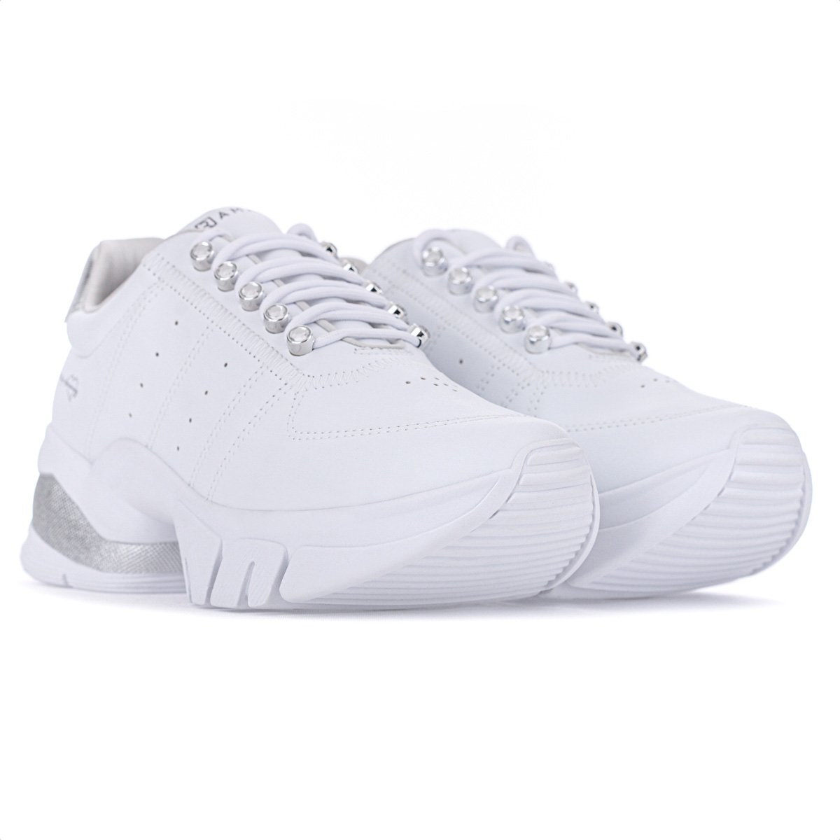 Tenis Ramarim Plataforma VZ Plus Branco e Prata - Feminino Branco 3