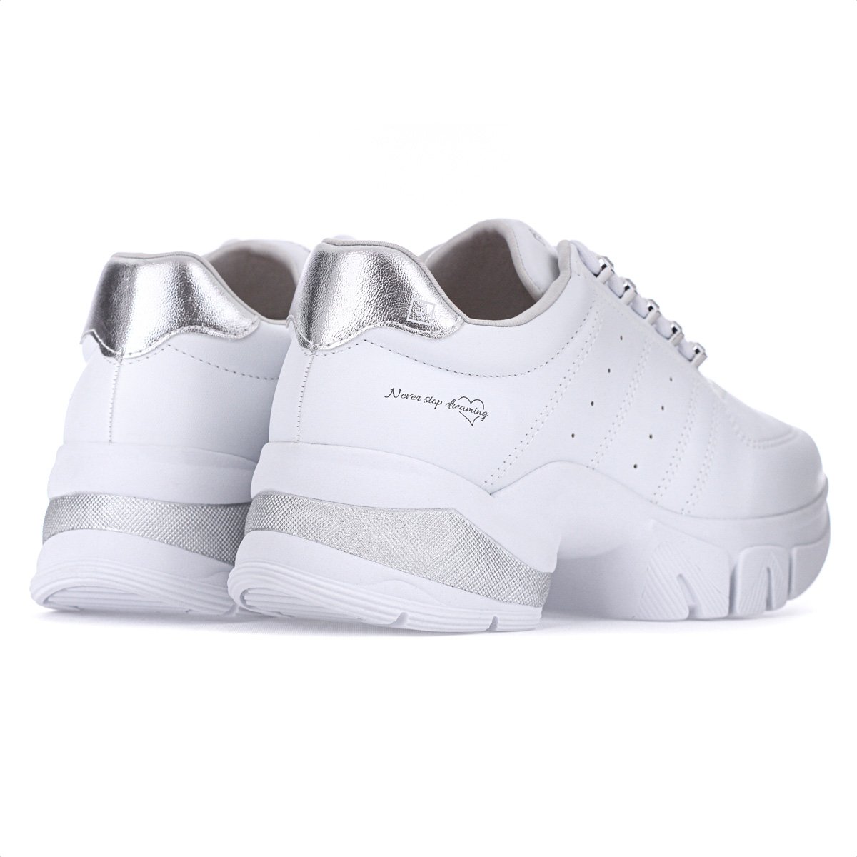 Tenis Ramarim Plataforma VZ Plus Branco e Prata - Feminino Branco 4