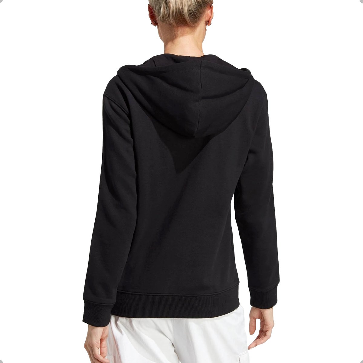 Jaqueta Adidas com Capuz Regular Essentials 3-Stripes Preta - Feminina Preto 2