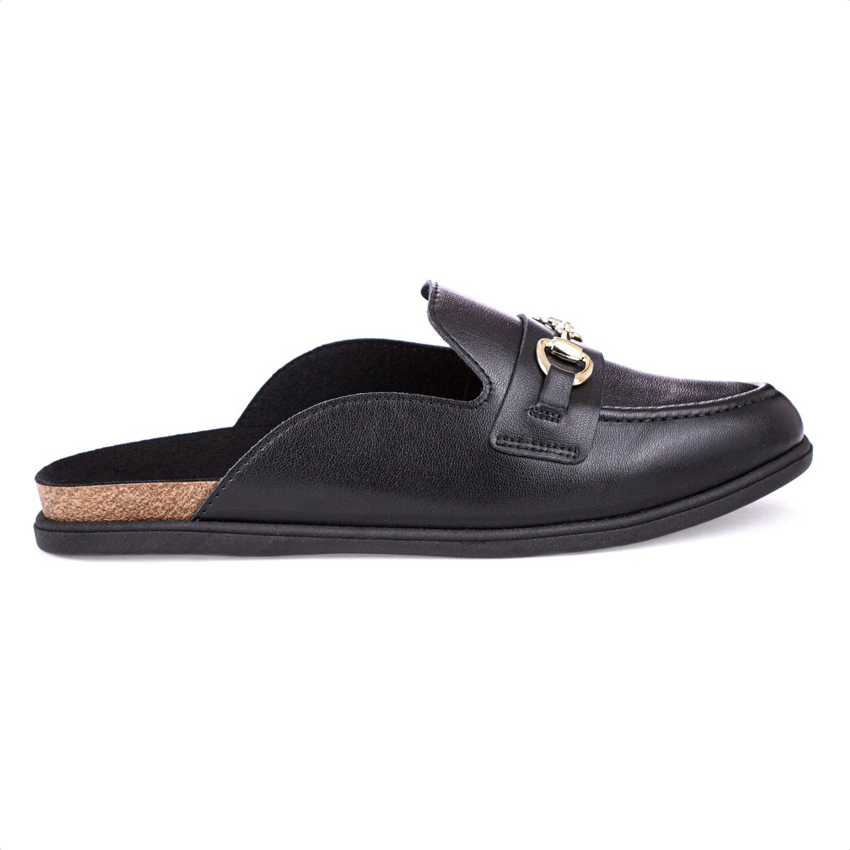 Mule Beira Rio Napa Turim Preto e Dourado - Feminino Preto 3