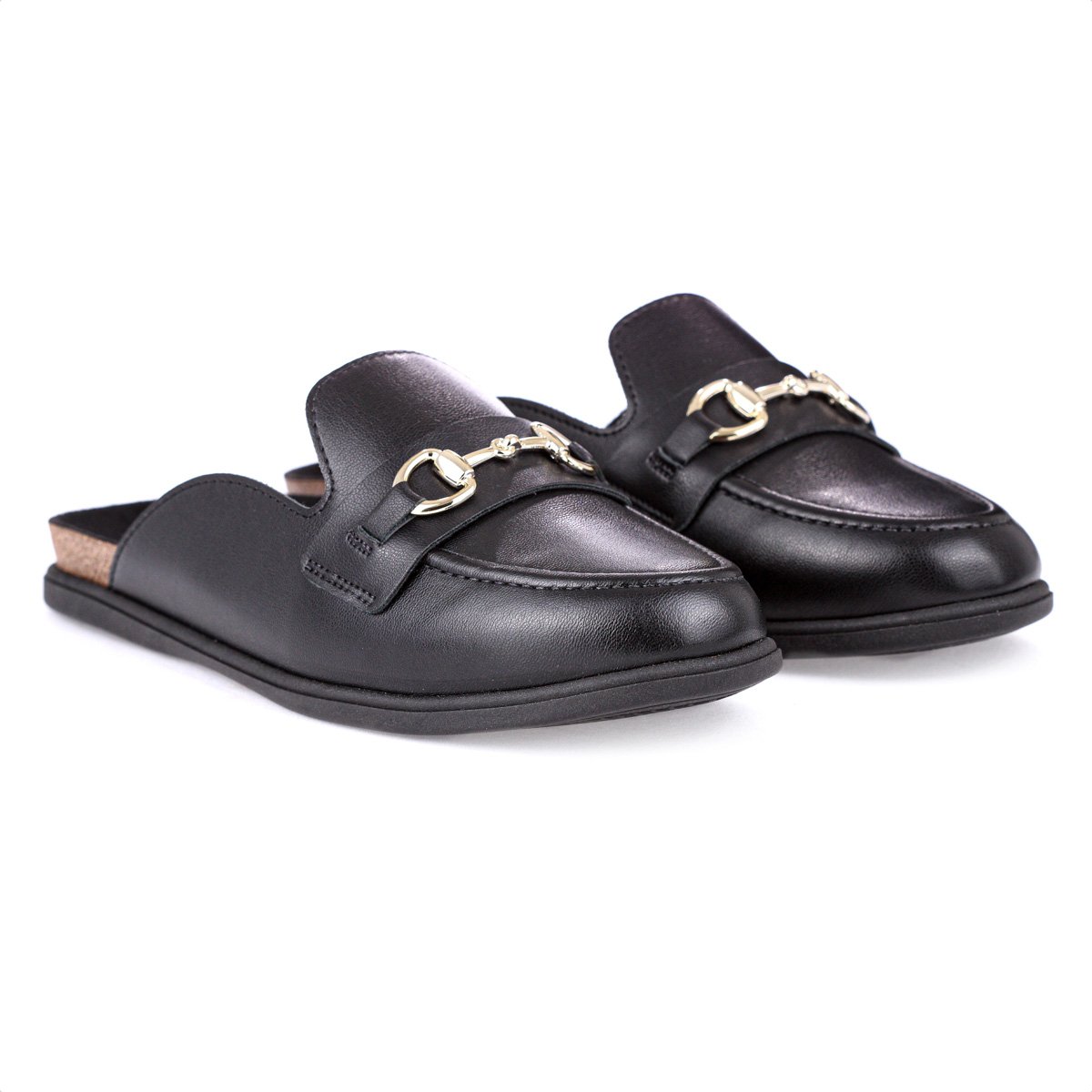 Mule Beira Rio Napa Turim Preto e Dourado - Feminino Preto 5
