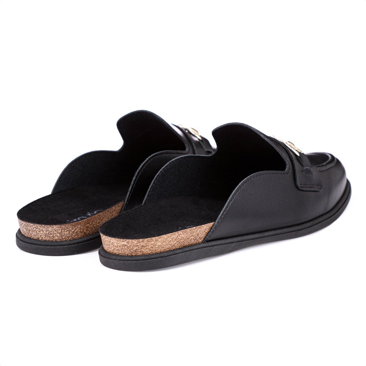 Mule Beira Rio Napa Turim Preto e Dourado - Feminino Preto 6