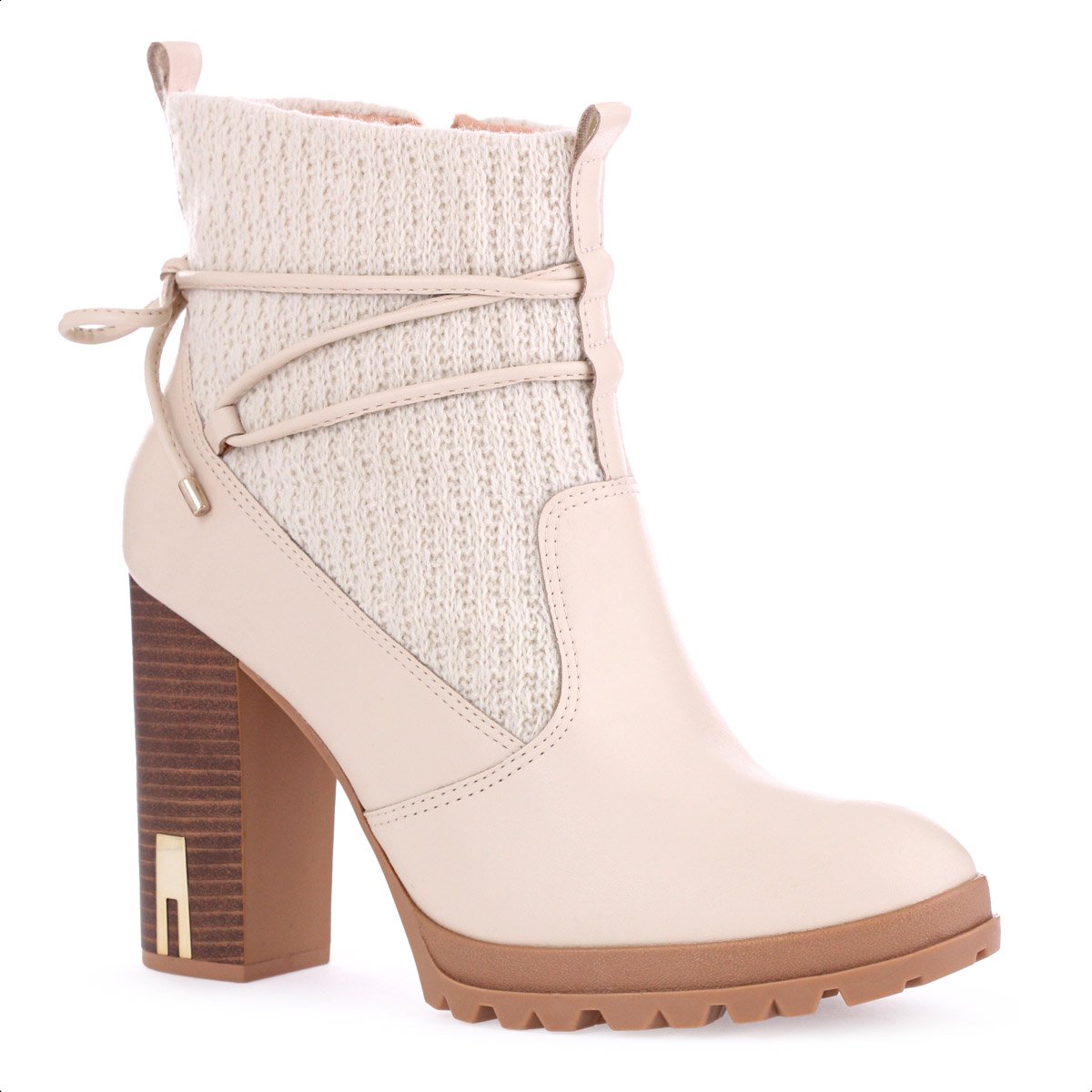 Bota Coturno Ramarim Crochet Bege  - Feminino Bege 2