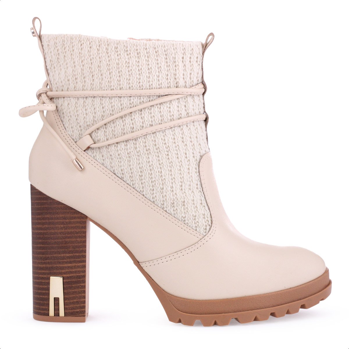 Bota Coturno Ramarim Crochet Bege  - Feminino Bege 3