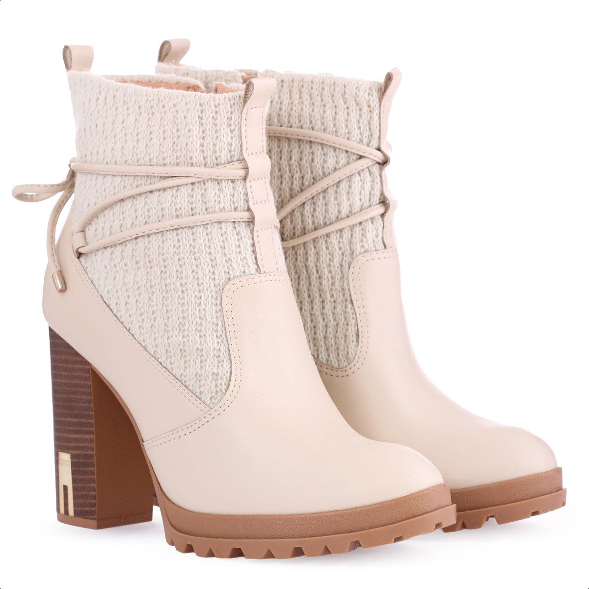 Bota Coturno Ramarim Crochet Bege  - Feminino Bege 5