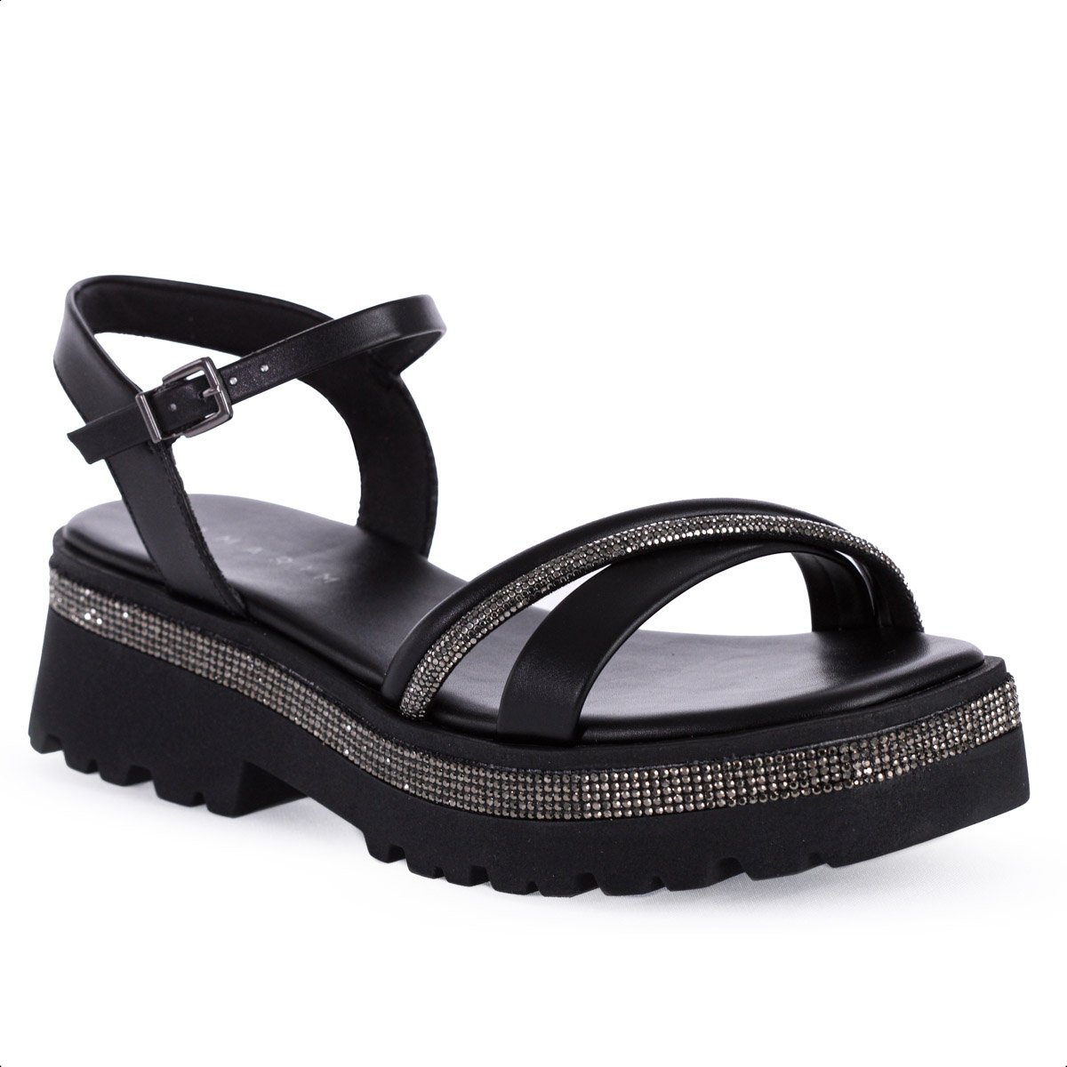 Sandalia Ramarim Anabela Preto Shine - Feminina Preto 2