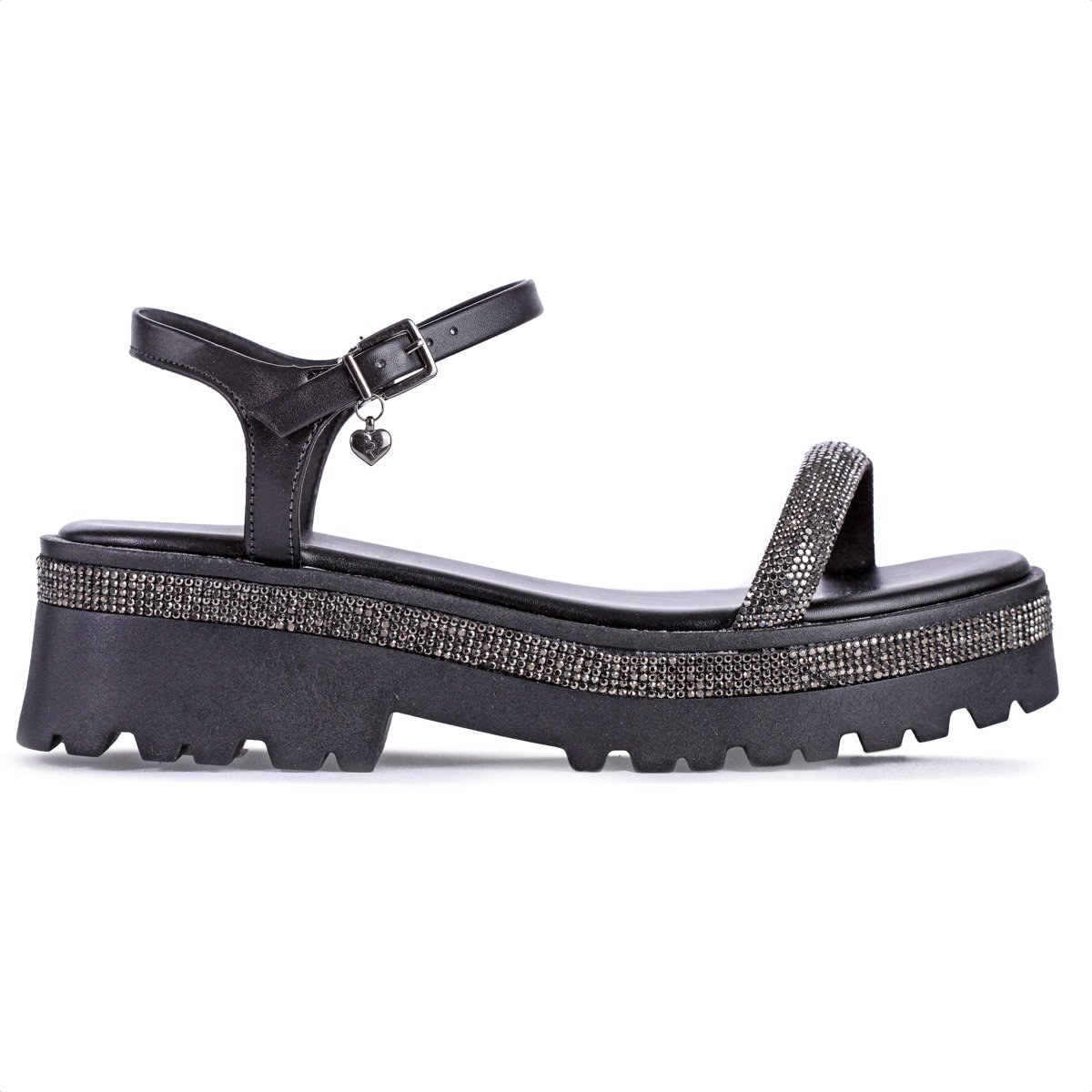 Sandalia Ramarim Anabela Preto Strass - Feminina Preto 2