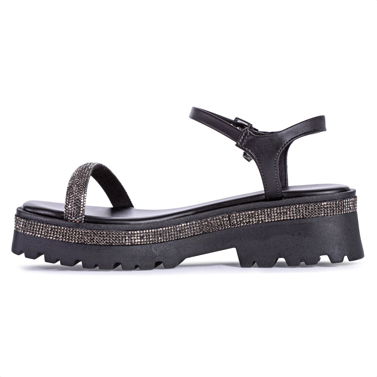 Sandalia Ramarim Anabela Preto Strass - Feminina Preto 3