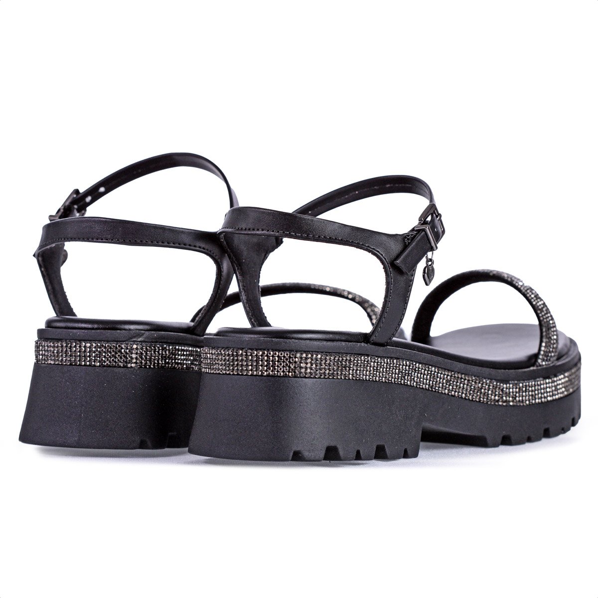 Sandalia Ramarim Anabela Preto Strass - Feminina Preto 5