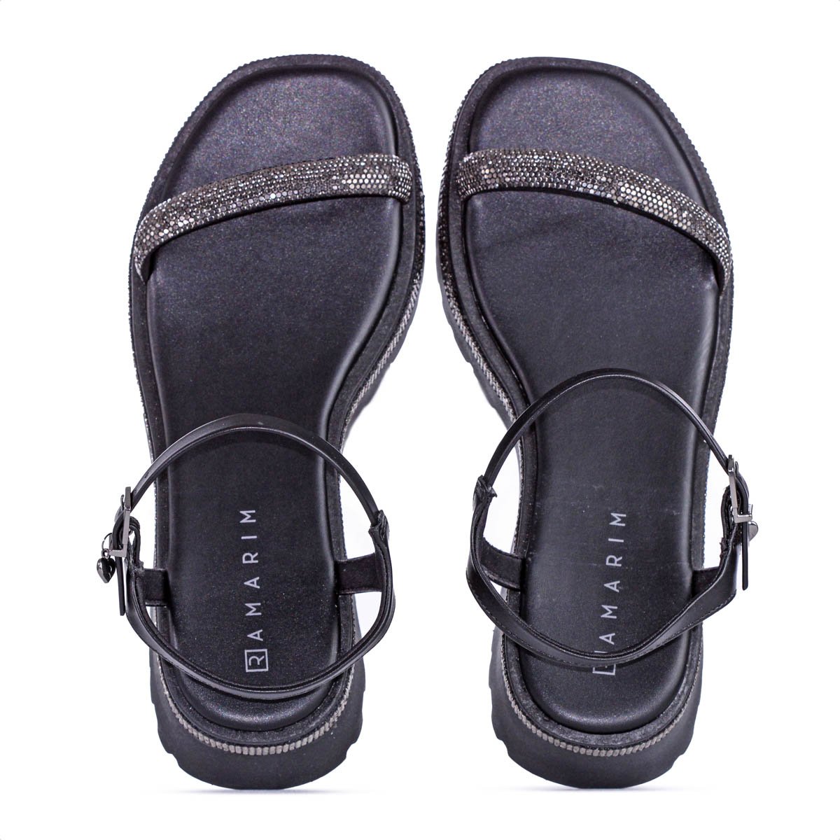 Sandalia Ramarim Anabela Preto Strass - Feminina Preto 6