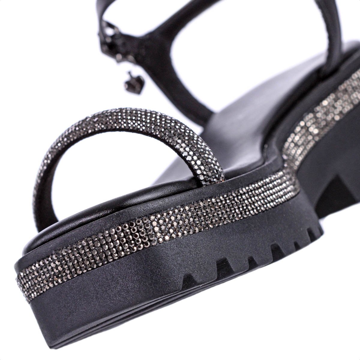 Sandalia Ramarim Anabela Preto Strass - Feminina Preto 8