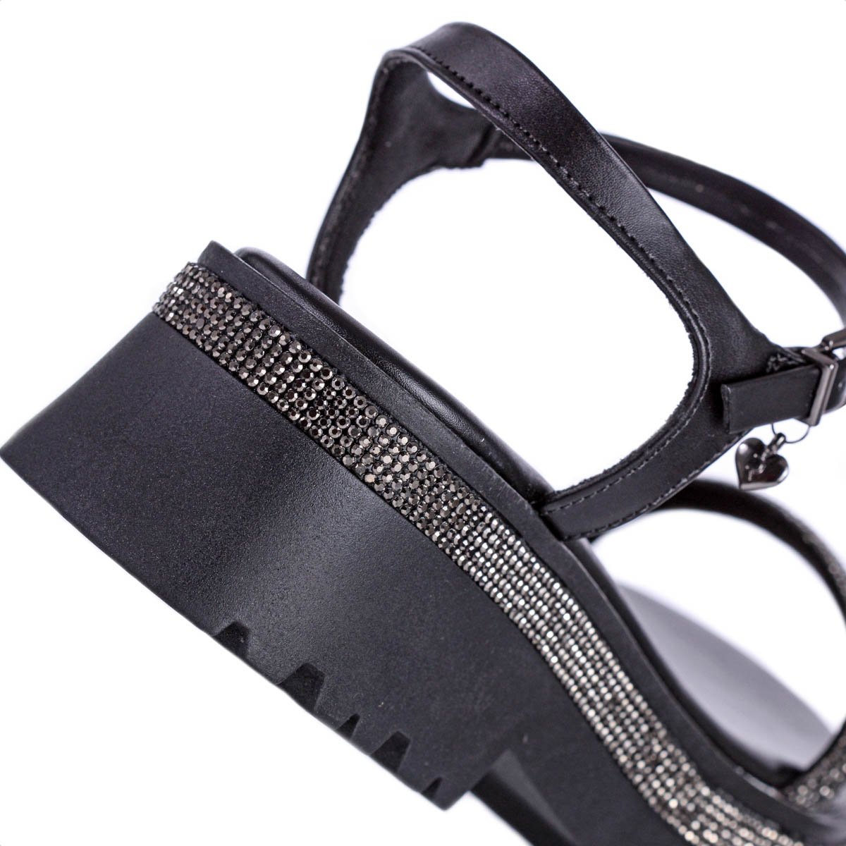 Sandalia Ramarim Anabela Preto Strass - Feminina Preto 9