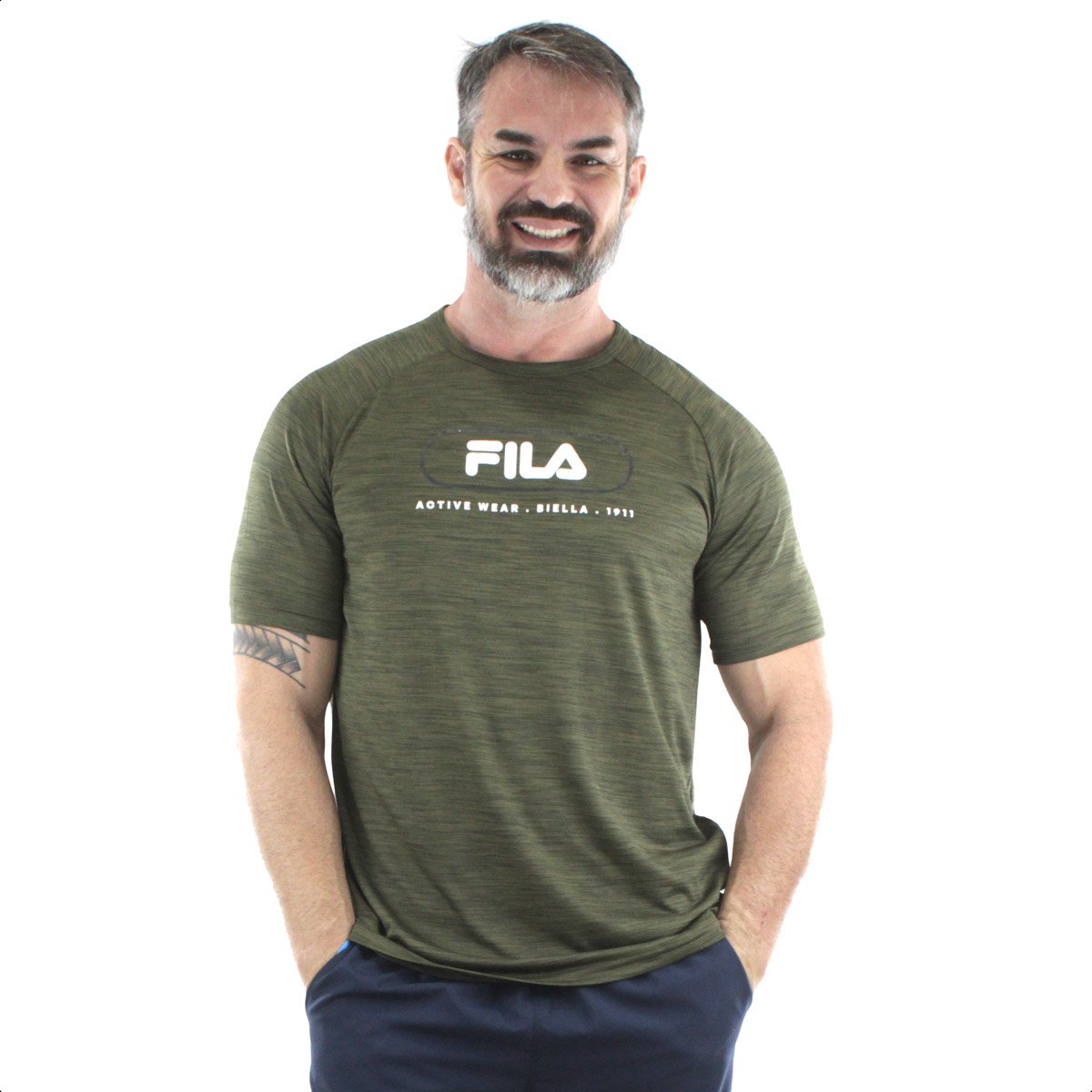 Camiseta Fila Sport Melange Verde Mescla - Masculino