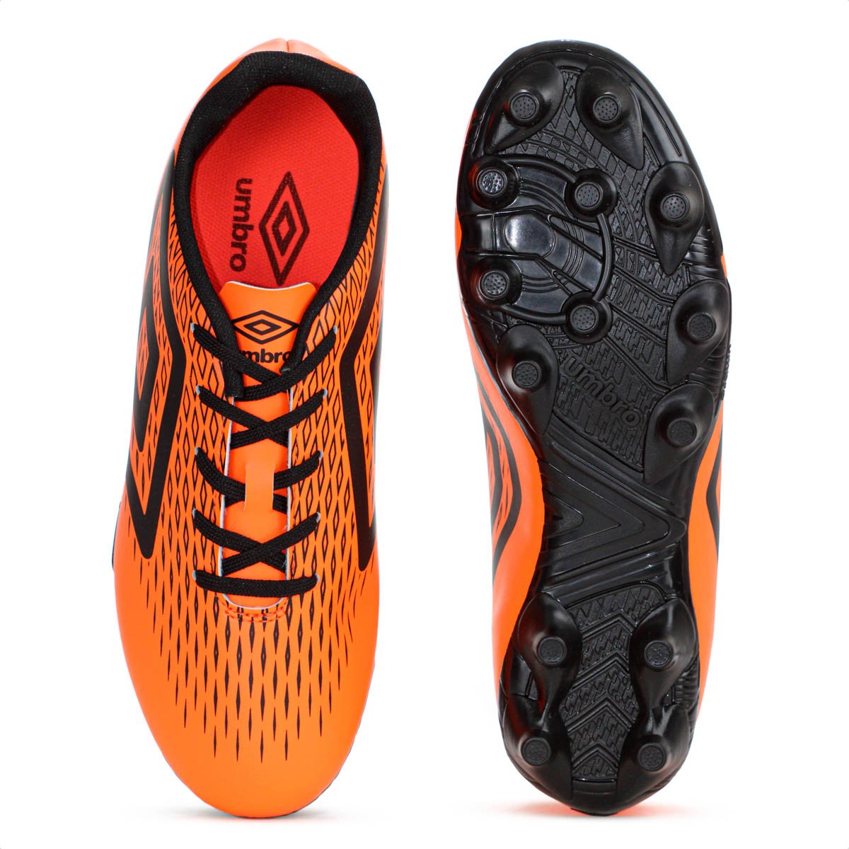Chuteira Umbro Campo X Diamond Laranja Fluor e Preto - Masculino Laranja 4
