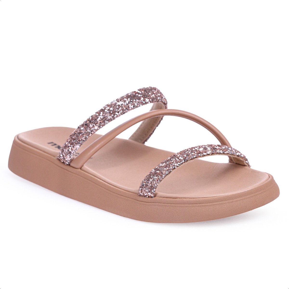 Sandalia Moleca Tira Tripla Glitter Rose e Dourada - Feminino Rosa 2